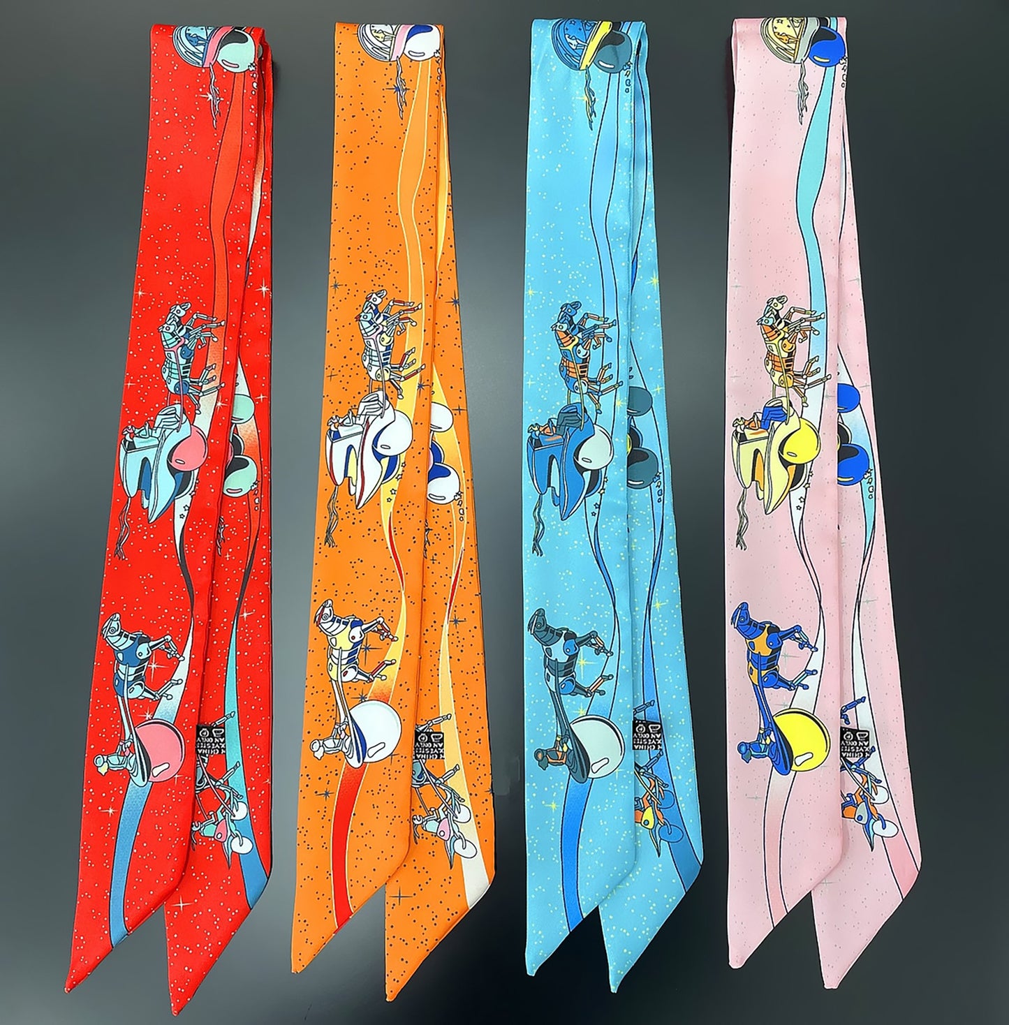 Horse Carriage Printed Skinny Scarf | Bag Handle | Bag Charm | Hair Ribbon Headband | Neck Scarf