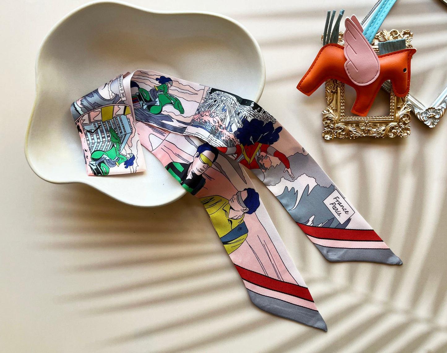 Golf Riding Printed Skinny Scarf | Bag Handle | Bag Charm | Hair Ribbon Headband | Neck Scarf