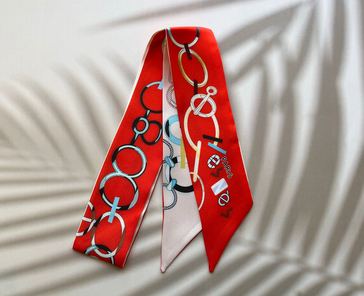 Chain Printed Skinny Scarf | Bag Handle | Bag Charm | Hair Ribbon Headband | Neck Scarf