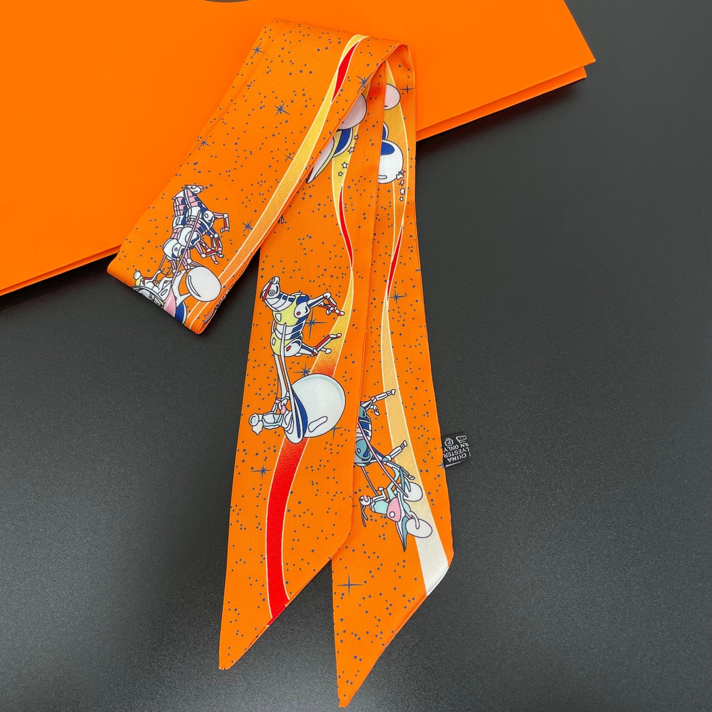 Horse Carriage Printed Skinny Scarf | Bag Handle | Bag Charm | Hair Ribbon Headband | Neck Scarf