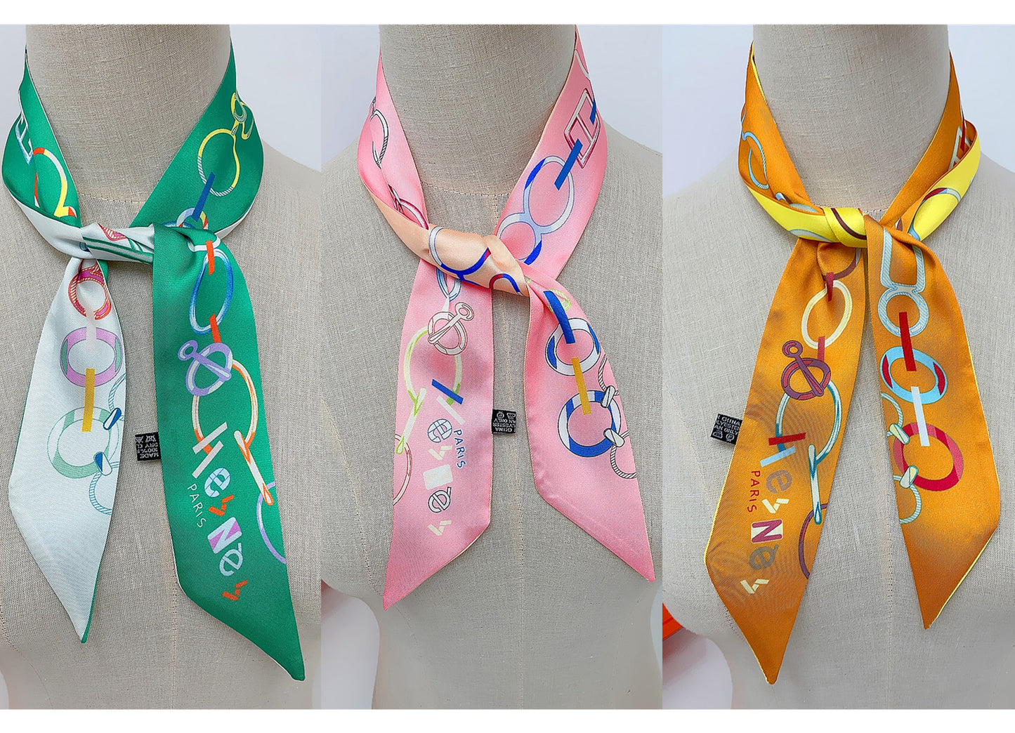 Chain Printed Skinny Scarf | Bag Handle | Bag Charm | Hair Ribbon Headband | Neck Scarf