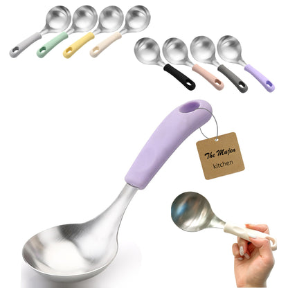 Korean Serving Spoon Stainless Steel Ladle 먹방 스푼 미니 국자 | Mukbang Spoon Multipurpose Ladle Silicone handle Serving Cooking Ladle 서빙스푼 전현무 국자