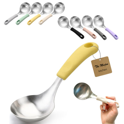 Korean Serving Spoon Stainless Steel Ladle 먹방 스푼 미니 국자 | Mukbang Spoon Multipurpose Ladle Silicone handle Serving Cooking Ladle 서빙스푼 전현무 국자
