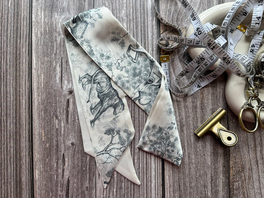 Handmade Animals Forest Printed Skinny Scarf | Bag Handle | Bag Accessories | Hair Ribbon Headband | Neck Scarf