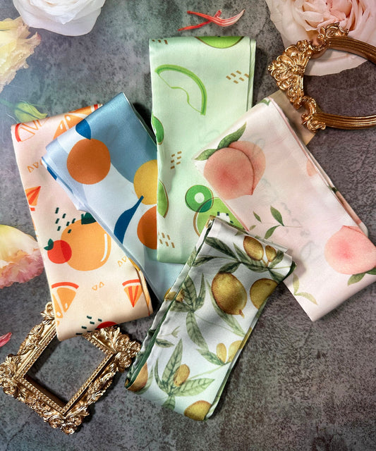 Fruit Printed Skinny Scarf | Bag Handle | Bag Accessories | Hair Ribbon Headband | Neck Scarf