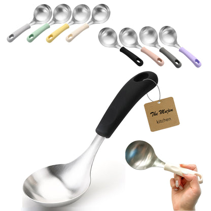 Korean Serving Spoon Stainless Steel Ladle 먹방 스푼 미니 국자 | Mukbang Spoon Multipurpose Ladle Silicone handle Serving Cooking Ladle 서빙스푼 전현무 국자