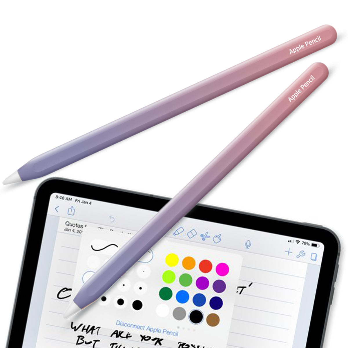 Apple Pencil Skin 2 Pack Ultra Thin 3M Vinyl Cover for Pro & 2nd Gen | Premium Vinyl Greenguard Gold Ink Full wrap Cover Case