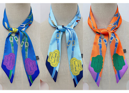 New Rope Printed Skinny Scarf | Bag Handle | Bag Charm | Hair Ribbon Headband | Neck Scarf