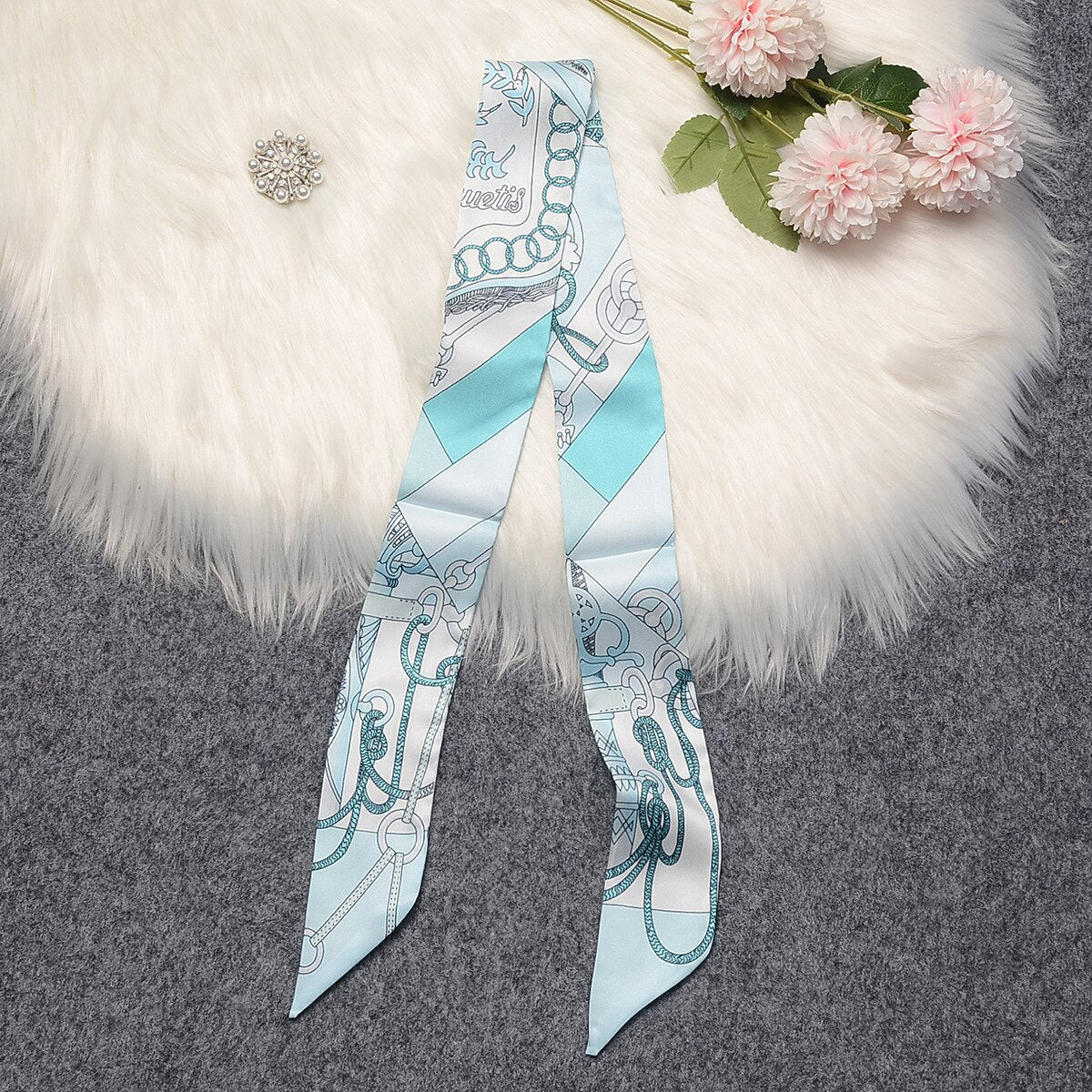 Chain Rope Printed Skinny Scarf | Bag Handle | Bag Charm | Hair Ribbon Headband | Neck Scarf