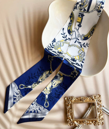 Laurel Printed Skinny Scarf | Bag Handle | Bag Charm | Hair Ribbon Headband | Neck Scarf