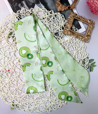 Fruit Printed Skinny Scarf | Bag Handle | Bag Accessories | Hair Ribbon Headband | Neck Scarf