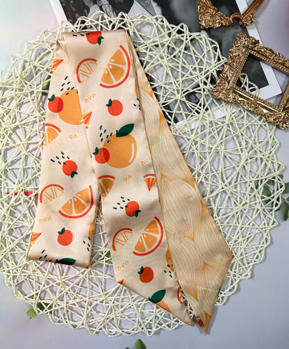 Fruit Printed Skinny Scarf | Bag Handle | Bag Accessories | Hair Ribbon Headband | Neck Scarf