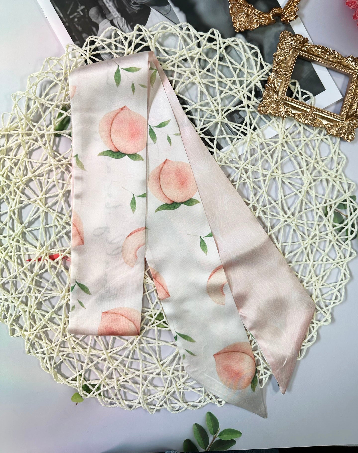 Fruit Printed Skinny Scarf | Bag Handle | Bag Accessories | Hair Ribbon Headband | Neck Scarf