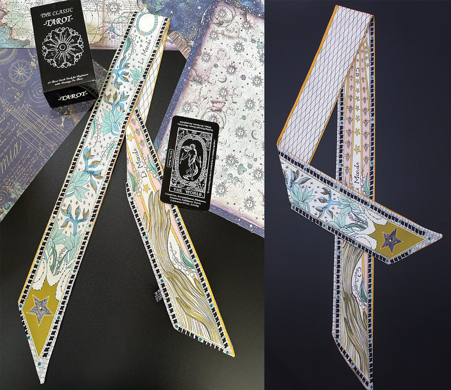 Tarot Printed Skinny Scarf | Bag Handle | Bag Accessories | Hair Ribbon Headband | Neck Scarf