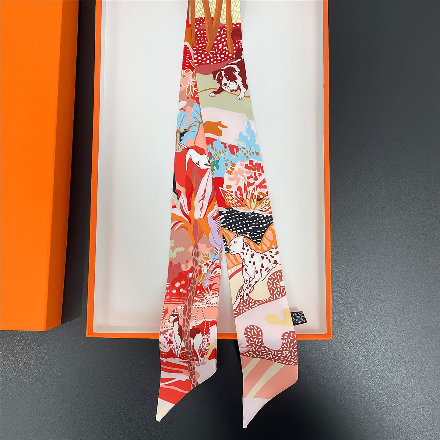 Dog Printed Skinny Scarf | Bag Handle | Bag Accessories | Bag Charm | Hair Ribbon Headband | Neck Scarf