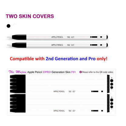 Apple Pencil Skin 2 Pack Ultra Thin 3M Vinyl Cover for Pro & 2nd Gen | Premium Vinyl Greenguard Gold Ink Full wrap Cover Case