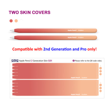 Apple Pencil Skin 2 Pack Ultra Thin 3M Vinyl Cover for Pro & 2nd Gen | Premium Vinyl Greenguard Gold Ink Full wrap Cover Case