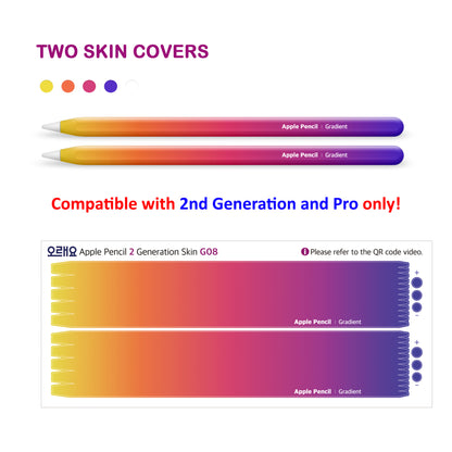 Apple Pencil Skin 2 Pack Ultra Thin 3M Vinyl Cover for Pro & 2nd Gen | Premium Vinyl Greenguard Gold Ink Full wrap Cover Case
