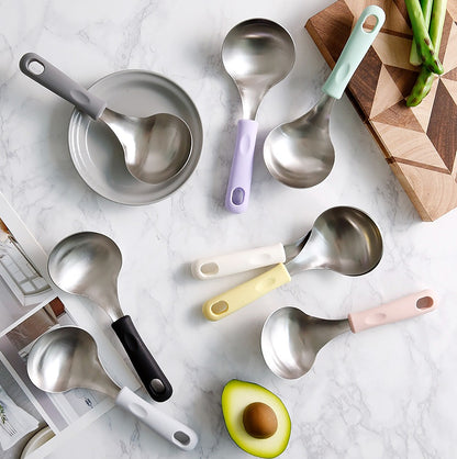 Korean Serving Spoon Stainless Steel Ladle 먹방 스푼 미니 국자 | Mukbang Spoon Multipurpose Ladle Silicone handle Serving Cooking Ladle 서빙스푼 전현무 국자