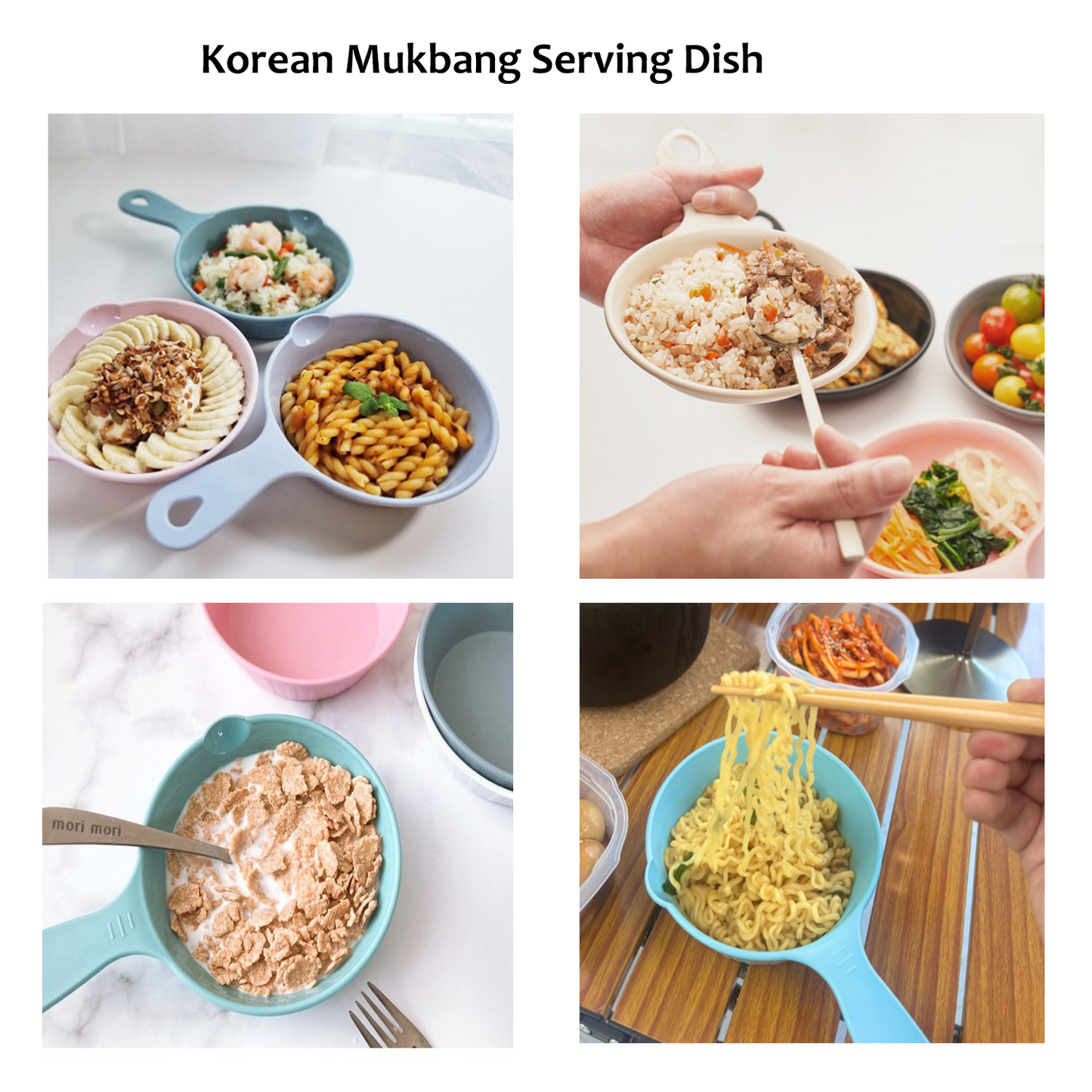 Made in Korea Handled Plate Bowls Microwave Dishwasher Safe 먹방 손잡이 앞접시 | Appetizer, Snack plate, Soup Bowls, Cereal Bowl Dessert Plates Salad Bowl with Handle 먹방 그릇 앞접시