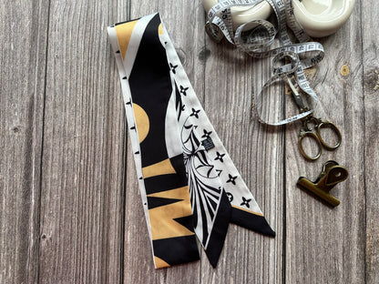 Star Printed Skinny Scarf | Long Scarf | Bag Handle | Bag Accessories | Hair Ribbon Headband | Neck Scarf