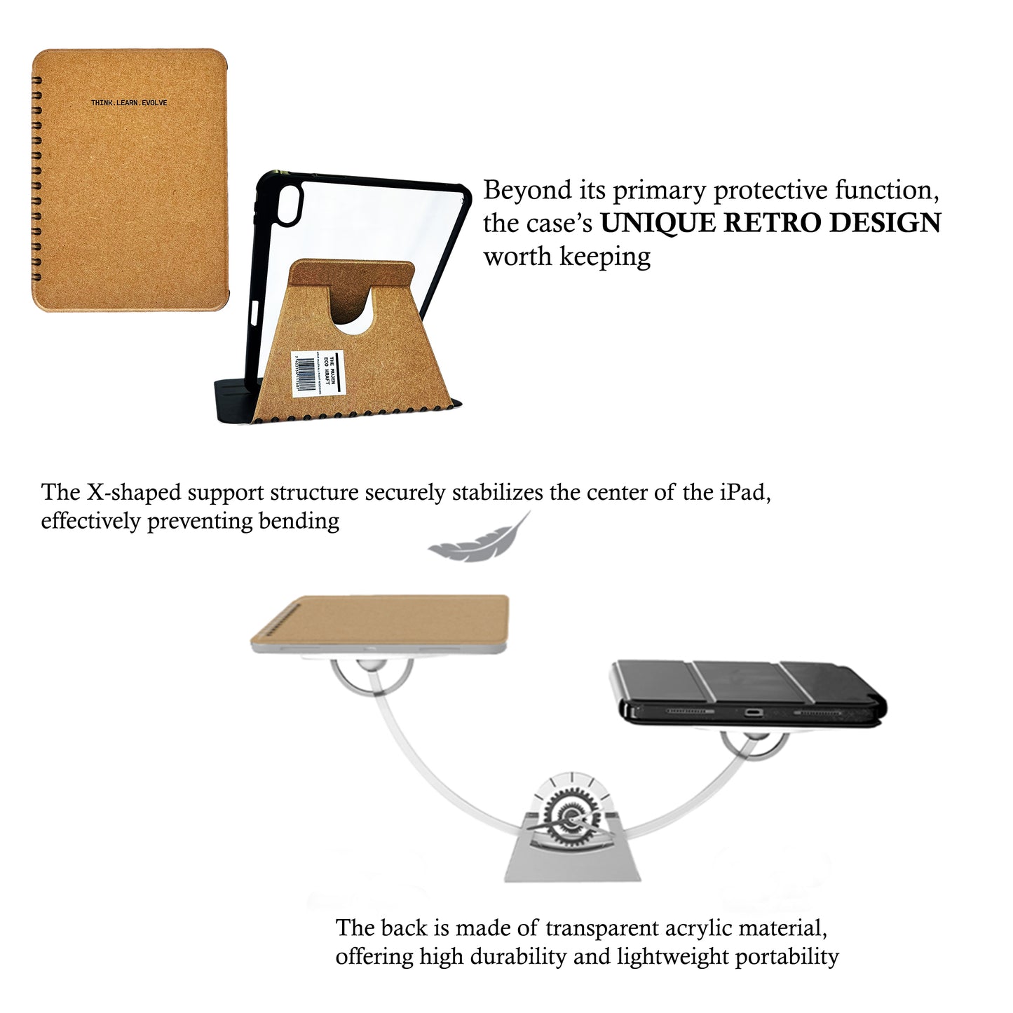 Retro Vibe Notebook iPad Case iPad 10-11 Air 11 Mini 6-7 Protective Cover | Vintage Style Notebook Design iPad Case Slim Stand Protective Cover Full Body Protective Cover
