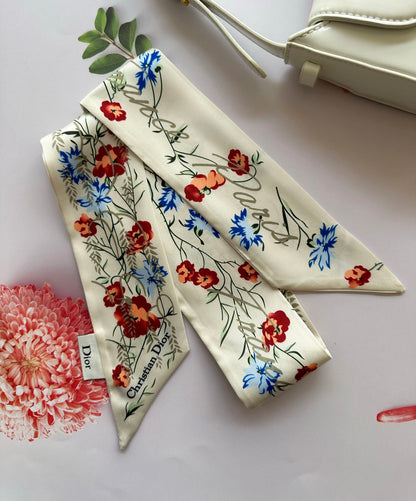 2023 New Flower printed CD Skinny Scarf