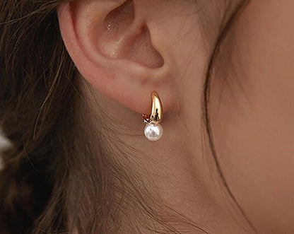 Silver Pearl Hoop Earrings Fine Jewelry | Earrings Delicate Jewelry