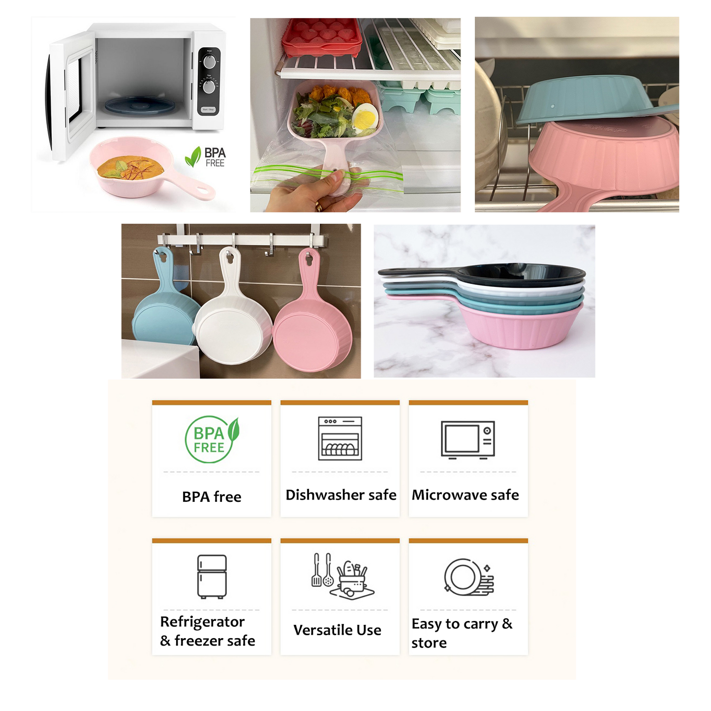 Made in Korea Handled Plate Bowls Microwave Dishwasher Safe 먹방 손잡이 앞접시 | Appetizer, Snack plate, Soup Bowls, Cereal Bowl Dessert Plates Salad Bowl with Handle 먹방 그릇 앞접시