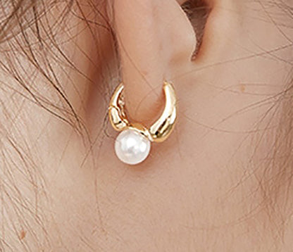 Silver Pearl Hoop Earrings Fine Jewelry | Earrings Delicate Jewelry