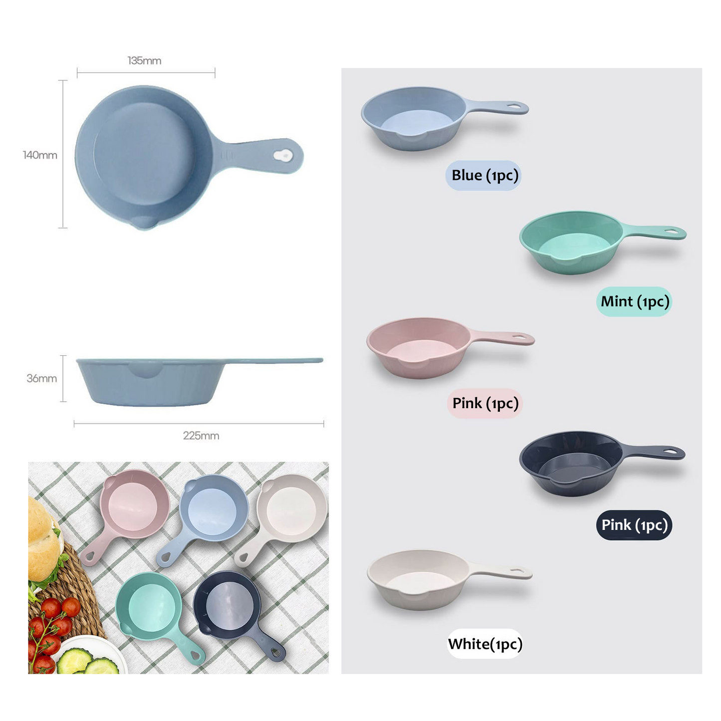 Made in Korea Handled Plate Bowls Microwave Dishwasher Safe 먹방 손잡이 앞접시 | Appetizer, Snack plate, Soup Bowls, Cereal Bowl Dessert Plates Salad Bowl with Handle 먹방 그릇 앞접시