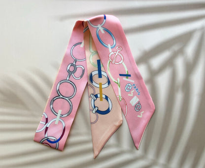 Chain Printed Skinny Scarf | Bag Handle | Bag Charm | Hair Ribbon Headband | Neck Scarf