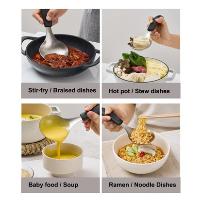 Korean Serving Spoon Stainless Steel Ladle 먹방 스푼 미니 국자 | Mukbang Spoon Multipurpose Ladle Silicone handle Serving Cooking Ladle 서빙스푼 전현무 국자