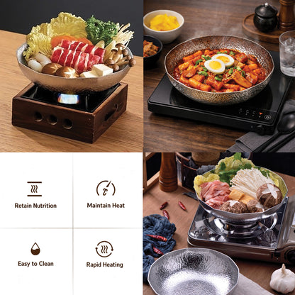 Premium Sukiyaki Pot Shabu Hot Pot 흑백요리사 최강록 셰프 스키야키팬  | Korean style Multi-Purpose Cookware for Shabu Ramen, Cooking Bowl, Serving Platter Culinary class Wars Pot 스키야키팬, 전골, 나베