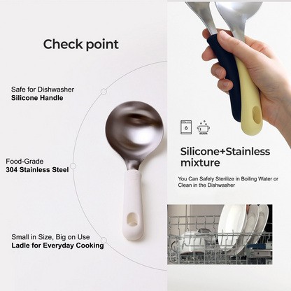 Korean Serving Spoon Stainless Steel Ladle 먹방 스푼 미니 국자 | Mukbang Spoon Multipurpose Ladle Silicone handle Serving Cooking Ladle 서빙스푼 전현무 국자