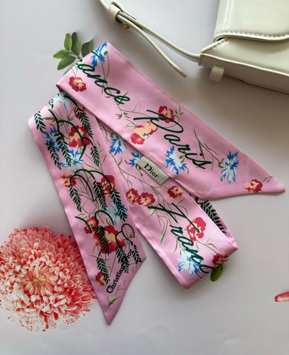 2023 New Flower printed CD Skinny Scarf