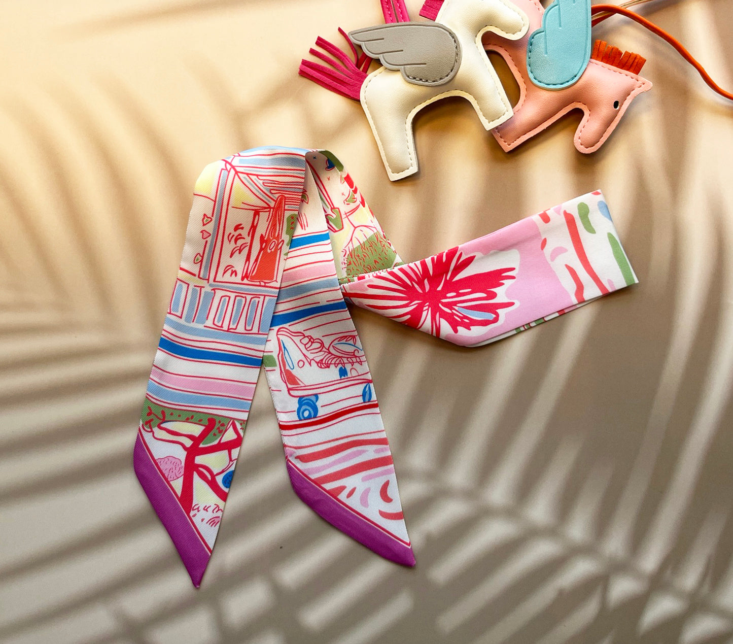 Roller Skates Printed Skinny Scarf | Bag Handle | Bag Charm | Hair Ribbon Headband | Neck Scarf