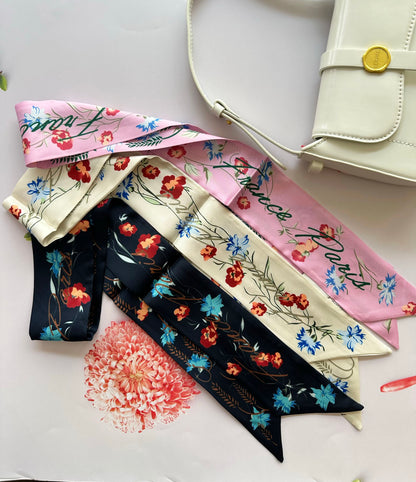 2023 New Flower printed CD Skinny Scarf