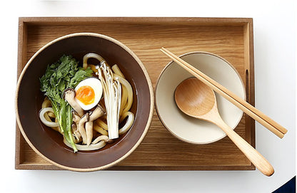 Korean Mukbang Spoon Chopsticks 2 Set Wood Ramen Udon 먹방 스푼 대왕 수저 | Extra Large Spoon and Chopsticks Set, Natural Wood Utensil 2 Set Korean Japanese Tableware 먹방 점보 수저 젓가락 국자