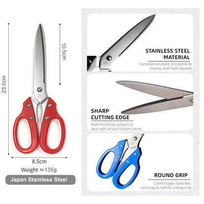Tanaka Kitchen Shears Heavy Duty Japanese Stainless Steel 강주은 주방가위 | Multipurpose Kitchen Scissors Diamond Cut Japan Scissors 타나카 방산시장 깡스가위
