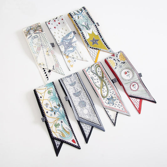 Tarot Printed Skinny Scarf | Bag Handle | Bag Accessories | Hair Ribbon Headband | Neck Scarf