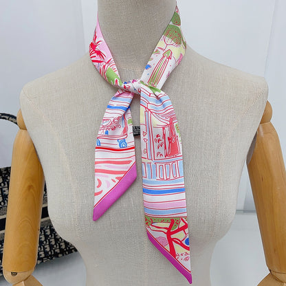 Roller Skates Printed Skinny Scarf | Bag Handle | Bag Charm | Hair Ribbon Headband | Neck Scarf