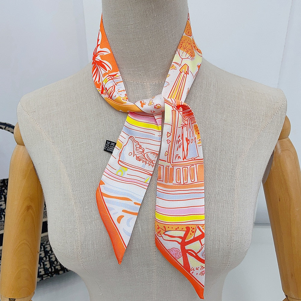 Roller Skates Printed Skinny Scarf | Bag Handle | Bag Charm | Hair Ribbon Headband | Neck Scarf