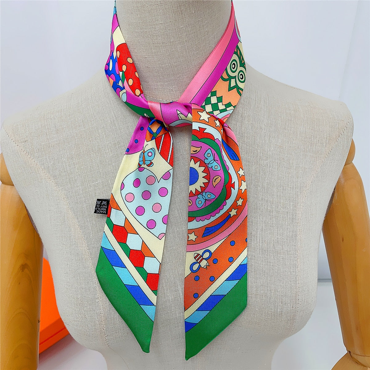 Heart Butterfly Owl Printed Skinny Scarf | Bag Handle | Bag Accessories | Hair Ribbon Headband | Neck Scarf