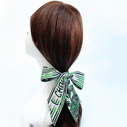 Pam Tree Printed Skinny Scarf | Bag Handle | Bag Charm | Hair Ribbon Headband | Neck Scarf