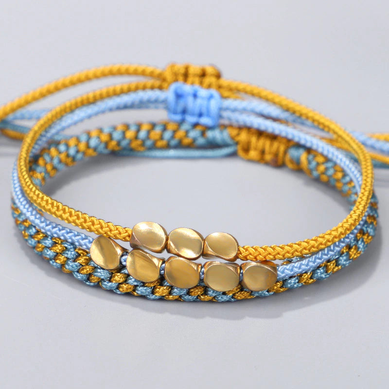 Handmade Braided rope bracelets | Copper Beads Bracelets | Couple Yoga bracelets