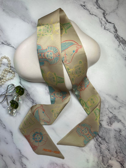 Human Robot Printed Skinny Scarf | Bag Handle | Bag Charm | Hair Ribbon Headband | Neck Scarf