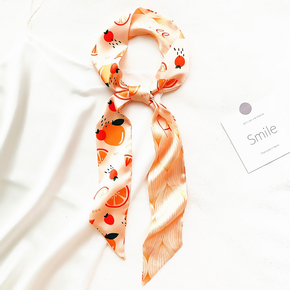 Fruit Printed Skinny Scarf | Bag Handle | Bag Accessories | Hair Ribbon Headband | Neck Scarf