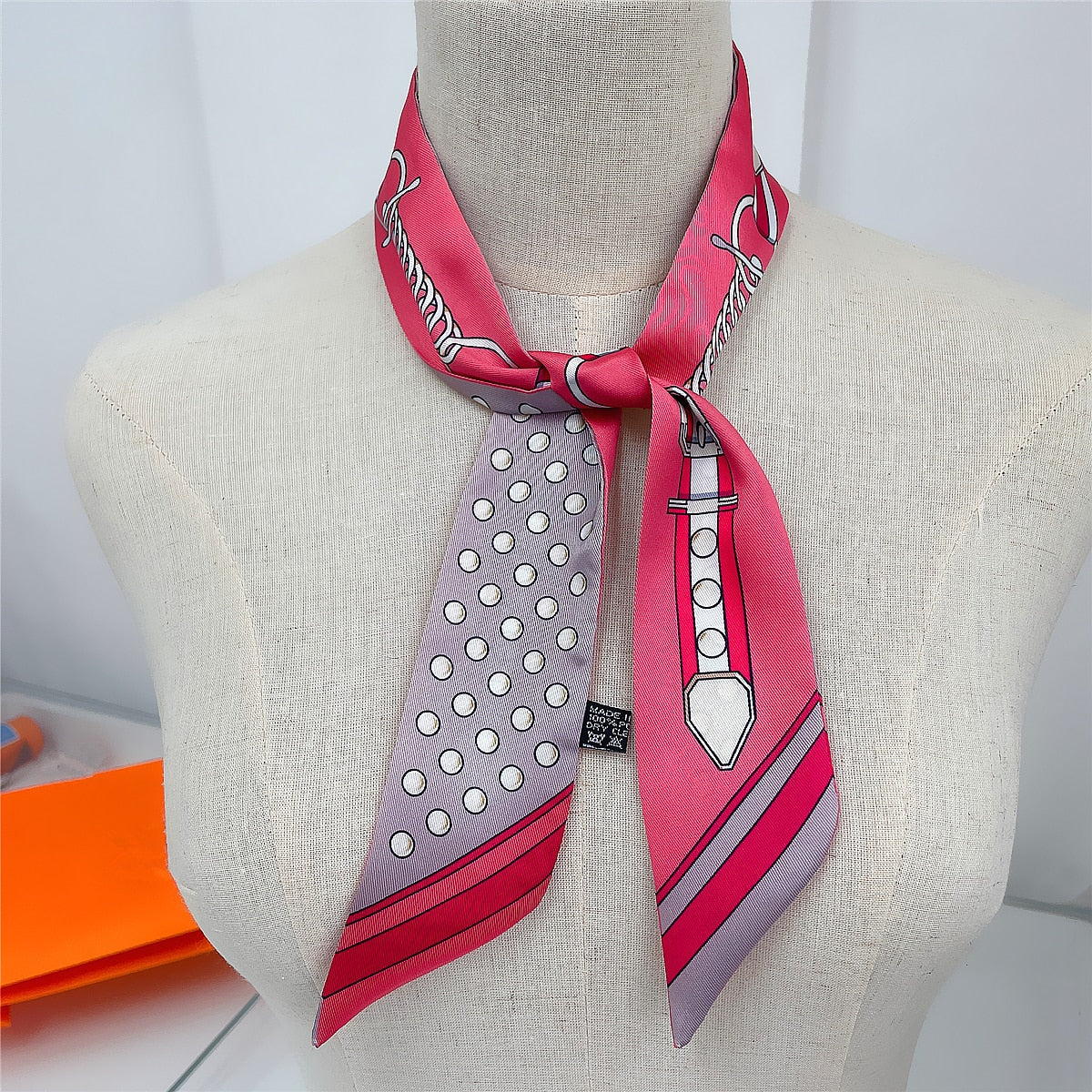 Belt Printed Skinny Scarf | Bag Handle | Bag Charm | Hair Ribbon Headband | Neck Scarf