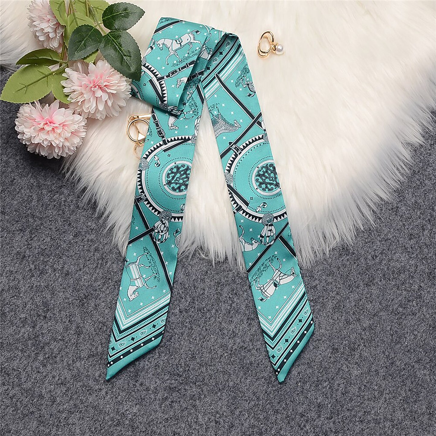 Horse Cloaks Printed Skinny Scarf | Bag Handle | Bag Accessories | Hair Ribbon Headband | Neck Scarf